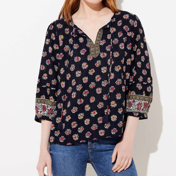 New! Loft Boho navy blue top - Picture 2 of 13